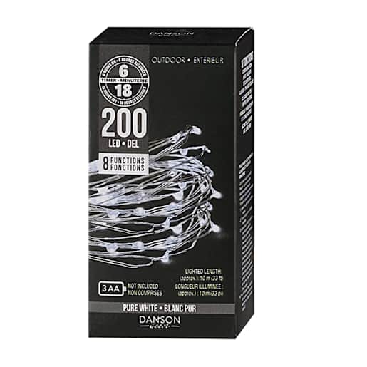 Jeu de 200 lumières à DEL micro blanc pur
