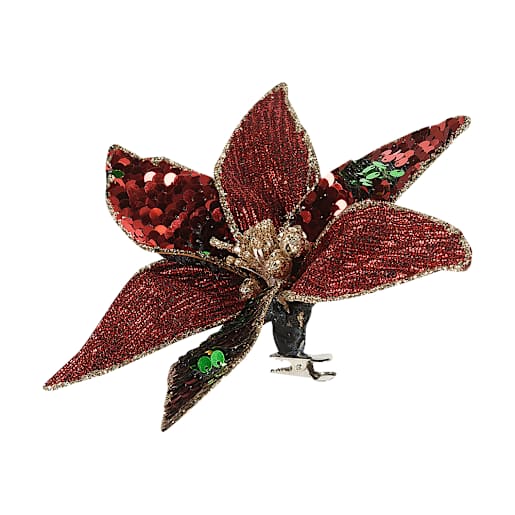 Poinsettia à pince rouge 6 po