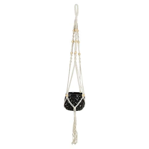 Suspension pour pot en macramé beige 39 3/8 po VERTUO