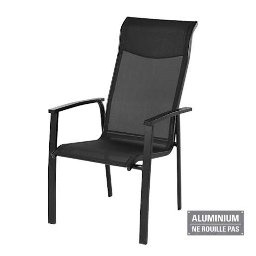 VERTUO Black Aluminum High Back Patio Chair