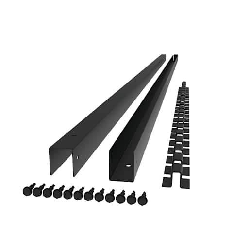 Moulure en U pour clôture en acier noire 72 po Pqt/2