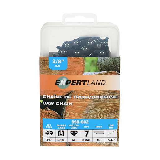 Chaîne de remplacement pour scie 16 po, 3/8 po, 0,058 po, 60 maillons