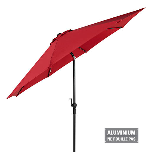 Parasol inclinable rouge avec mât en aluminium 9 pi VERTUO