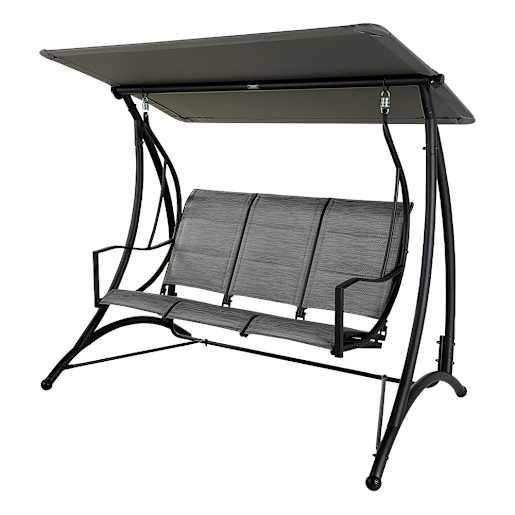 Deluxe 3-Seater Black and Grey Steel Swing
