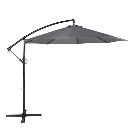VERTUO Grey aluminum and Steel Offset Patio Umbrella 9 ft. 6 in.