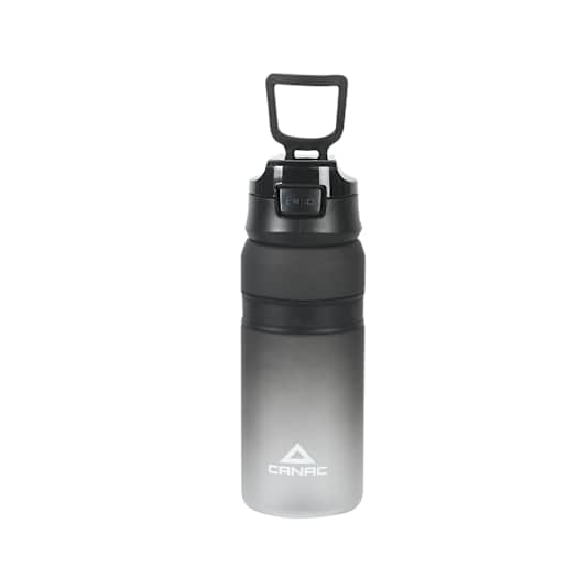 Bouteille d'eau Canac avec paille sans BPA noire 700 ml