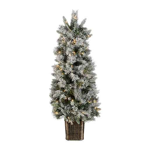Arbre de Noël illuminé et enneigé en pot 3 pi 11 po VERTUO