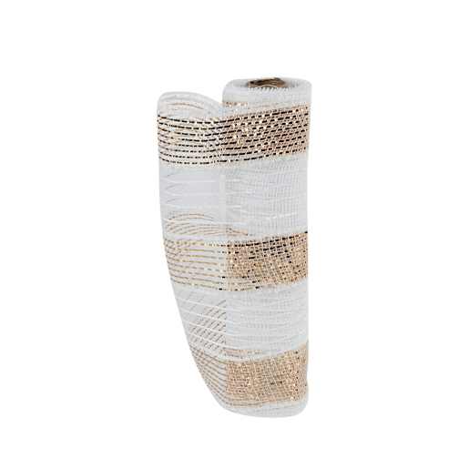 Rouleau de tulle blanc et or 10 po x 15 pi VERTUO