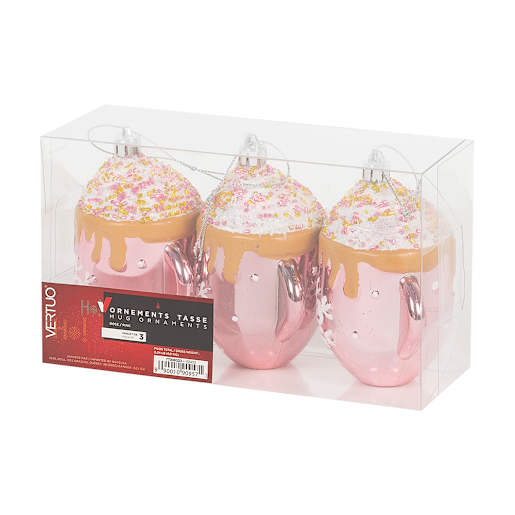 Ornements tasse 3 1/4 po Pqt/3