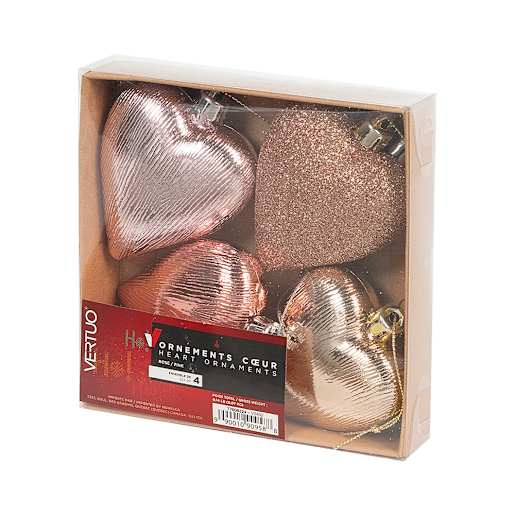 Ornements coeur 3 po Ens/4