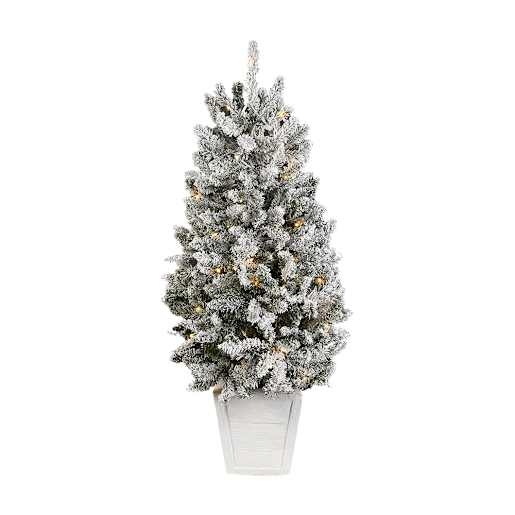 Arbre de Noël illuminé et enneigé en pot 4 pi VERTUO