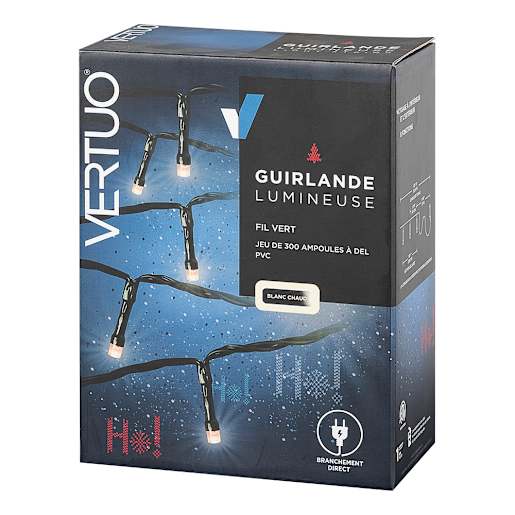 Guirlande lumineuse 300 ampoules DEL blanc chaud