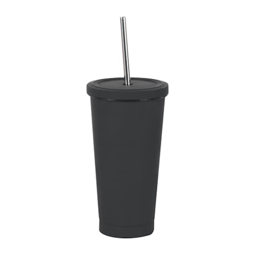 Verre isotherme avec paille noir 500 ml