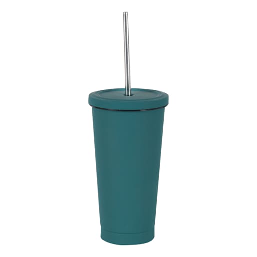 Verre isotherme avec paille vert 500 ml