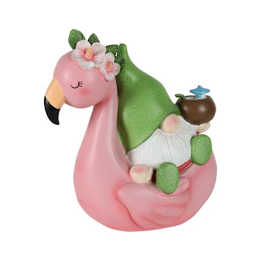 VERTUO Decorative Gnome on Flamingo 15 1/8 in.