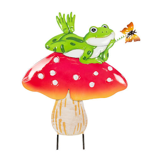 Pic décoratif Champignon et grenouille 13 3/8 po VERTUO