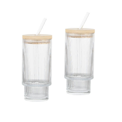 Ensemble de 2 verres et pailles 444 ml