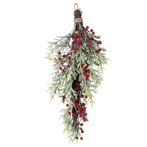 Larme de Noël sapinage et baies rouges 28 po VERTUO