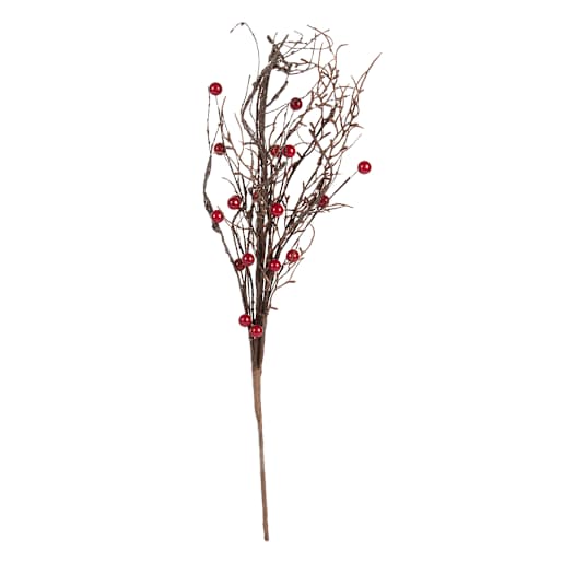 Pic décoratif brun avec baies rouges 24 3/4 po VERTUO