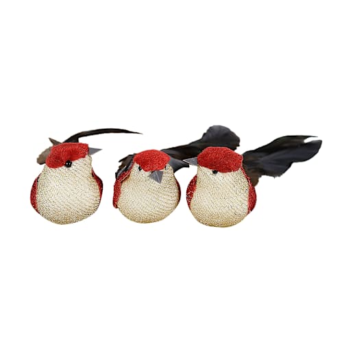 Oiseaux rouges et naturels à pince Pqt/3 VERTUO