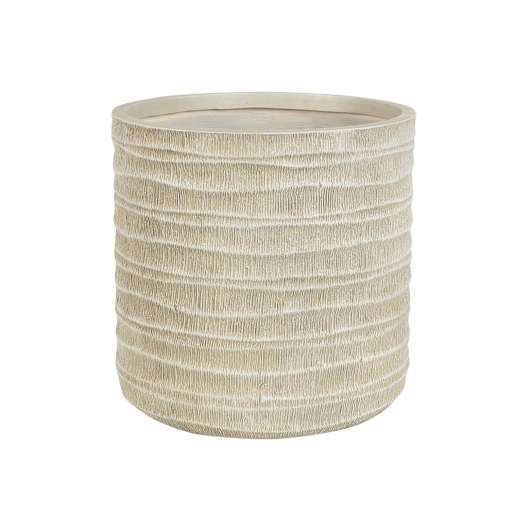 VERTUO Bamboo Effect Pot Cover 9 1/2 in. Antique White