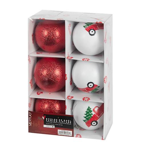 VERTUO Christmas Balls 2 3/4 in. Set/6