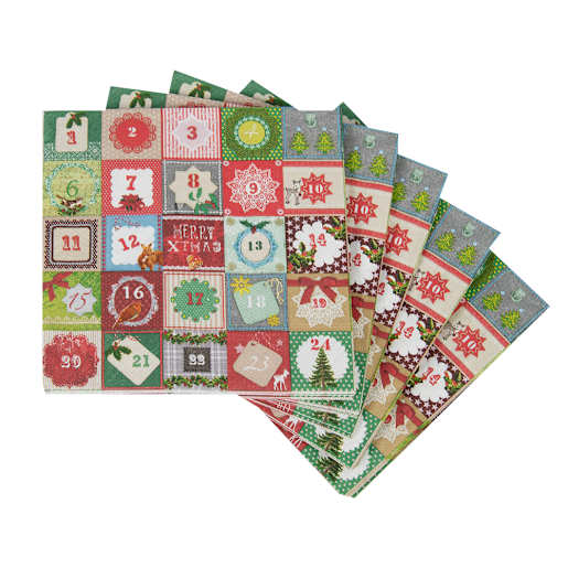 Serviettes de table calendrier de l'Avent Pqt/20