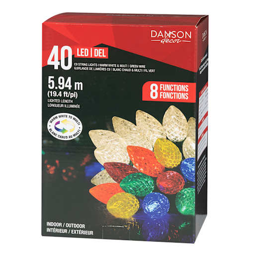 Jeu de 40 lumières DEL C9 blanc chaud et multicolore