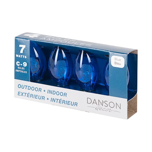 Christmas C9 Bulbs 7 W, Blue Pkg/4
