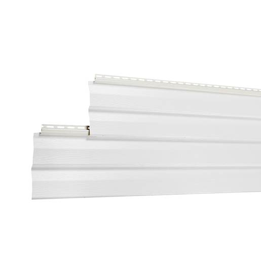 White Designer Vinyl Siding Double 4, 8 in. x 12 ft. 6 in.