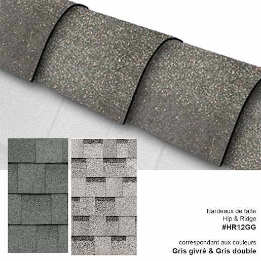 Bardeaux de faîte Hip & Ridge gris givré et gris double