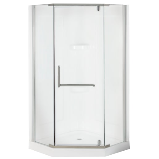 Douche de coin néo-angle Beaufort verre givré finition chrome 38 po TASSILI