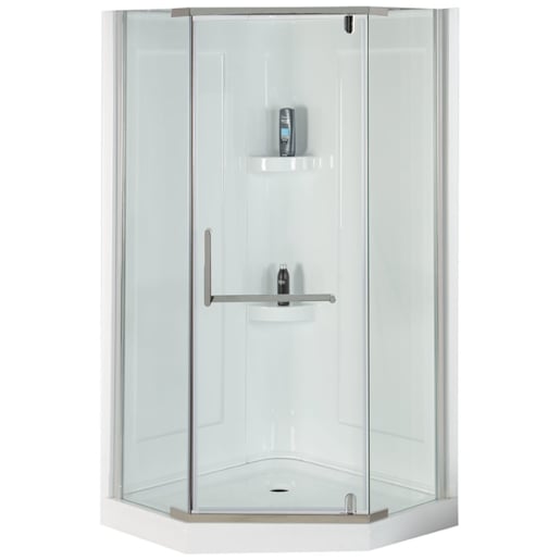 TASSILI Beaufort Neo-Angle Corner Shower 38 in. Clear Glass Chrome Finish