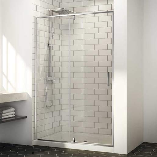 TASSILI SUPRA Labrador Shower Door 48 in. Clear Glass Chrome Finish
