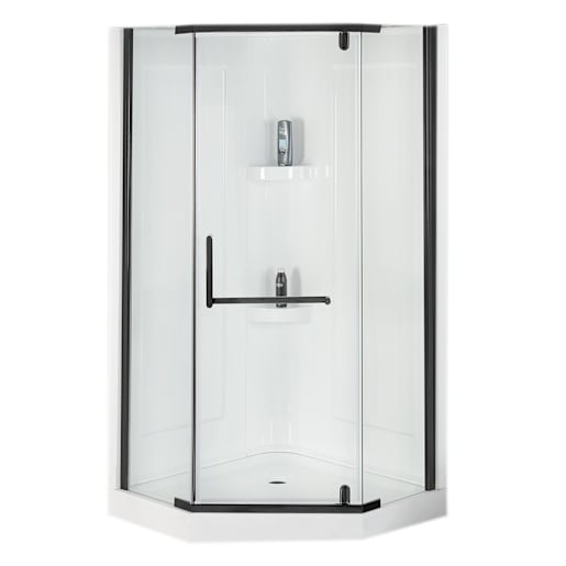 TASSILI Beaufort Neo-Angle Corner Shower 38 in. Clear Glass Black Finish