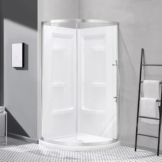 Douche de coin ronde Claire verre clair finition chrome 36 po