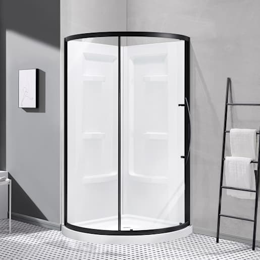 Claire Round Corner Shower 36 in. Clear Glass Black Finish