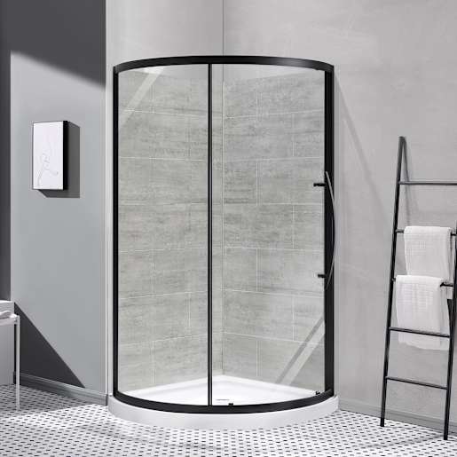Claire Round Corner Shower 36 in. Clear Glass Black Finish