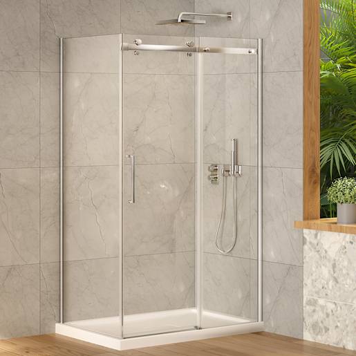 TASSILI SUPRA Alaska Corner Shower 48 in. x 32 in. Round Finish Chrome