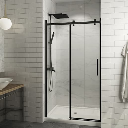 TASSILI SUPRA Alaska Alcove Shower 48 in. x 32 in. Square Finish Black