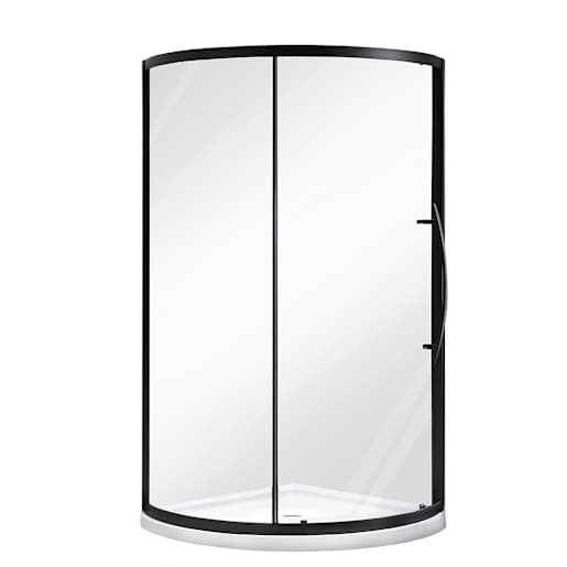 Claire Round Corner Shower 34 in. Clear Glass Black Finish