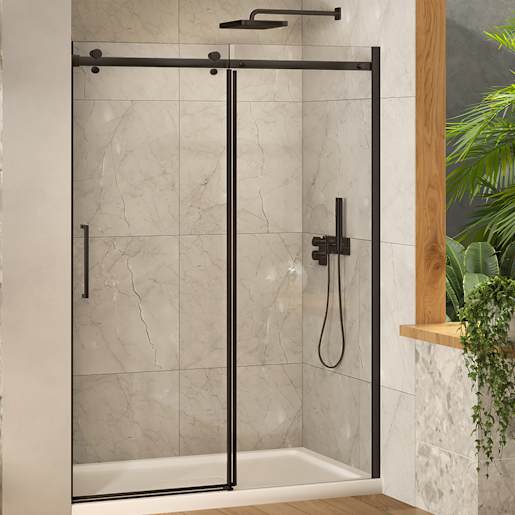 Porte de douche coulissante Alaska finition ronde noire 60 po TASSILI SUPRA