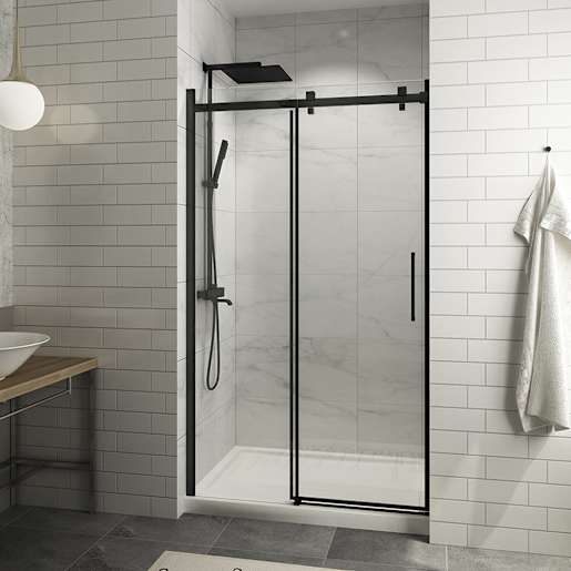 TASSILI SUPRA Alaska Sliding Shower Door 48 in. Square Finish Black
