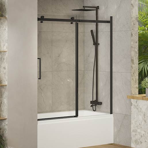 TASSILI SUPRA Alaska Bath Shower Door 60 in. Round Finish Black