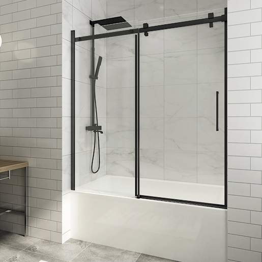 Porte de baignoire-douche Alaska finition carrée noire 60 po TASSILI SUPRA