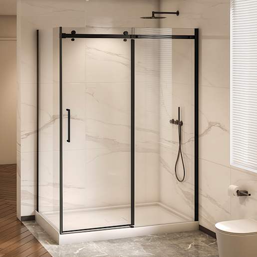 Douche en coin Alaska finition ronde noire 60 po x 36 po TASSILI SUPRA