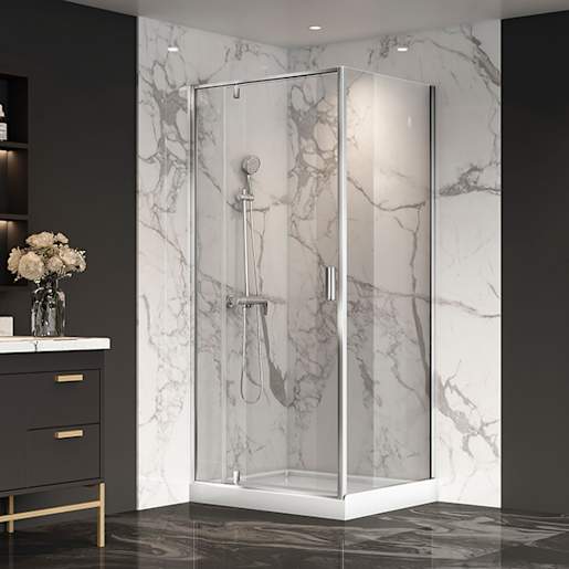 TASSILI SUPRA Labrador Corner Shower Chrome Finish 40 in x 32 in