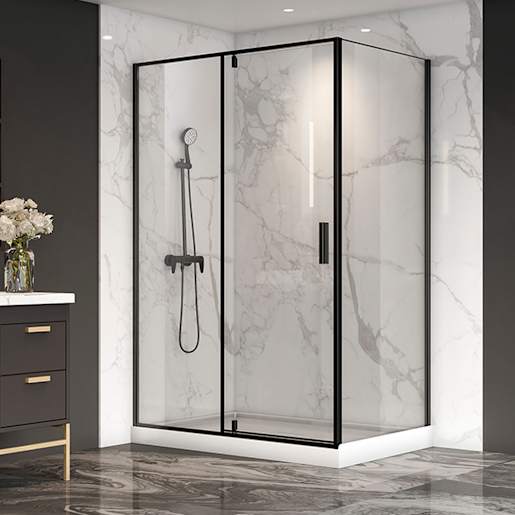 TASSILI SUPRA Labrador Corner Shower Black Finish 48 in x 32 in