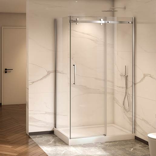 Douche en coin Alaska finition ronde chrome 48 po x 32 po TASSILI SUPRA