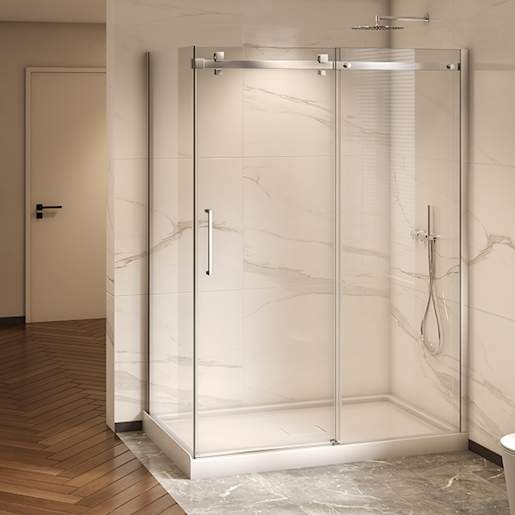 Douche en coin Alaska finition carrée chrome 60 po x 36 po TASSILI SUPRA